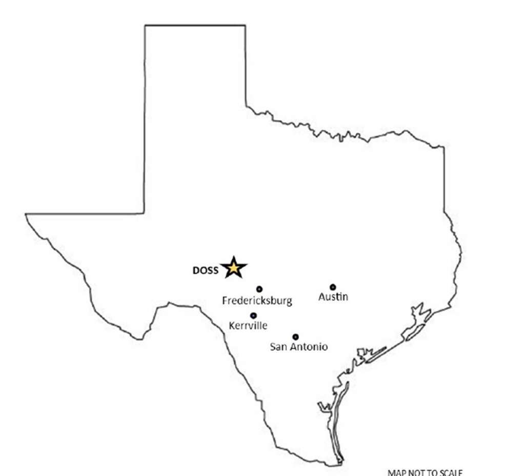 Location of Triple AAA & J Ranch in Central Texas